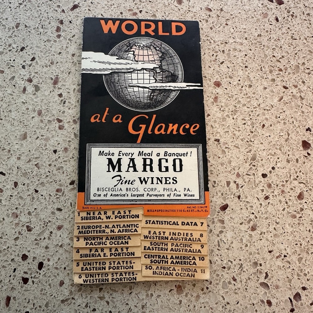 WWII~World‎ at a Glance Accordion Pocket Map Atlas Sept.1939~Philadelphia, PA